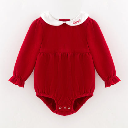 Red Corduroy V-days Sibling Clothes – LOVE Embroidery