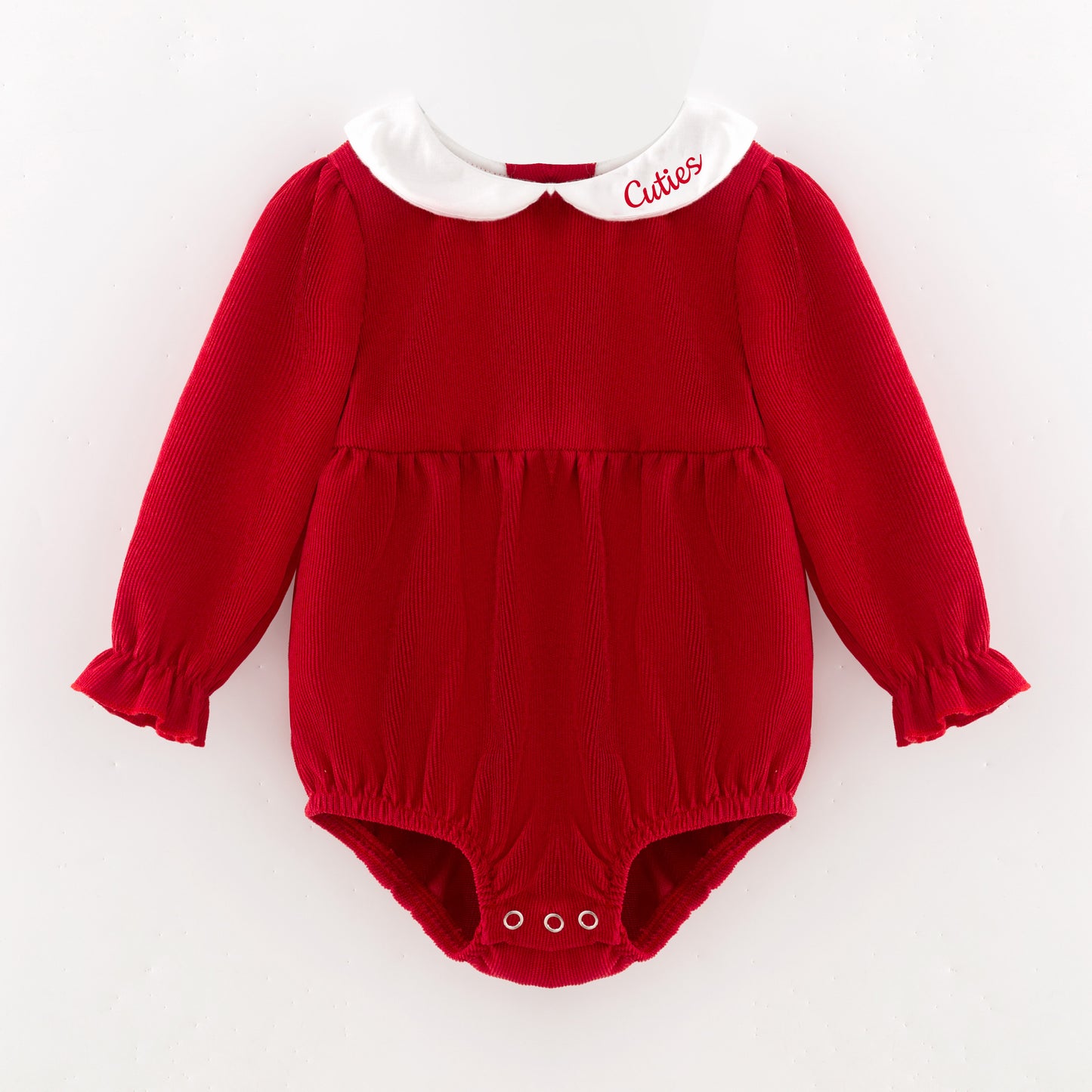 Red Corduroy V-days Sibling Clothes –CUTIES Embroidery