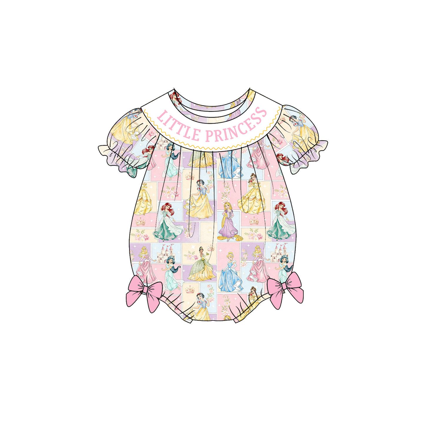 Girls Summer LITTLE PRINCESS Custom Name Smock Embroidery Collection