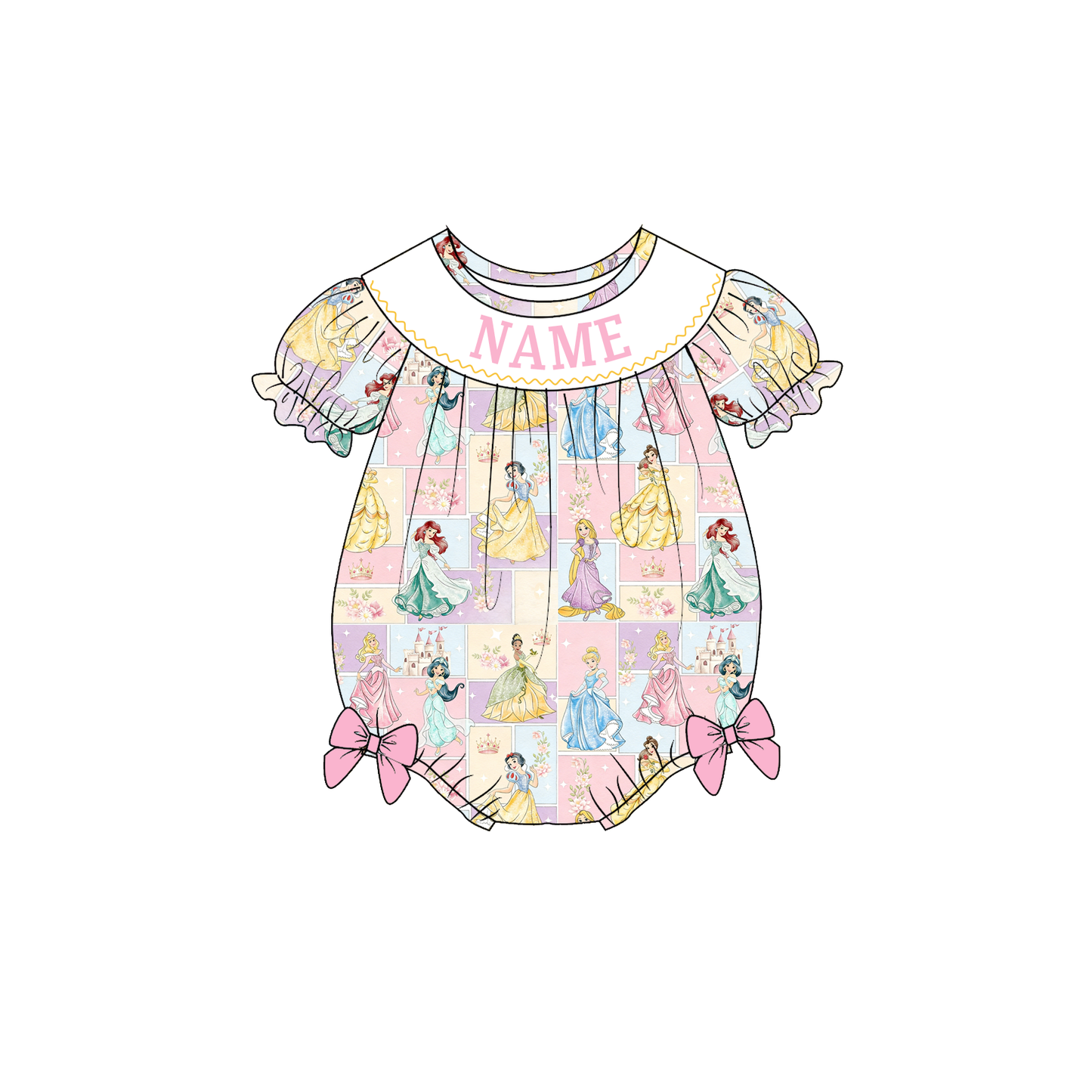 Girls Summer LITTLE PRINCESS Custom Name Smock Embroidery Collection