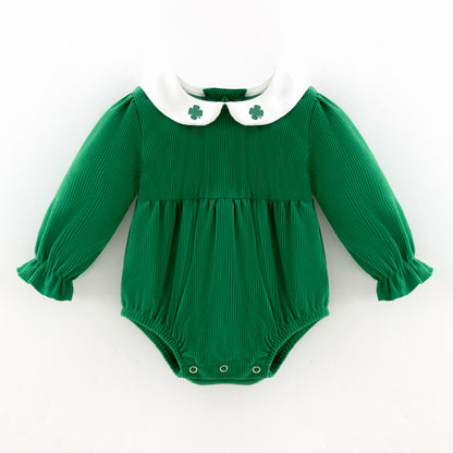 Green Corduroy St.Patrick's Day Sibling Clothes – Clover Embroidery