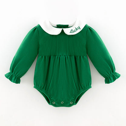 Green Corduroy St.Patrick's Day Sibling Clothes – Lucky Embroidery