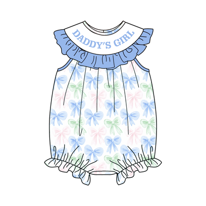 Father's Day DADDY'S GIRL Bow Embroidery Smock Dress & Romper