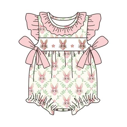 Easter Cute Bunny Embroidery Smock Dress & Romper