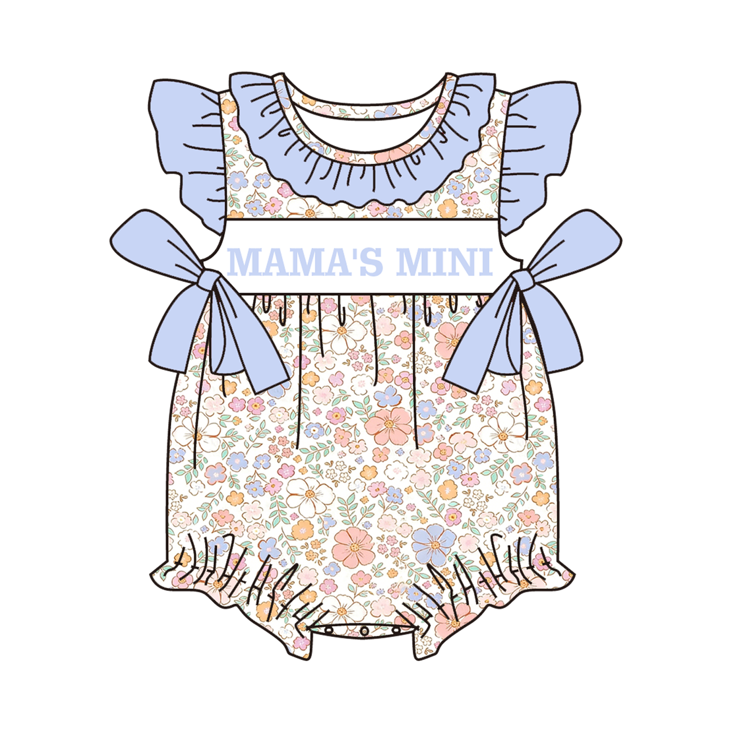 Summer Blue Floral Mother's Day Smocked Embroidery Collection
