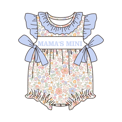 Summer Blue Floral Mother's Day Smocked Embroidery Collection