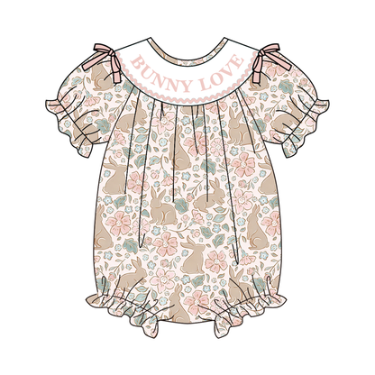 Easter Summer BUNNY LOVE Embroidery Smock Dress & Romper