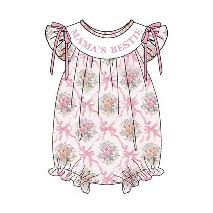 Summer Pink Floral MAMA'S BESTIE Embroidery Smock Collection