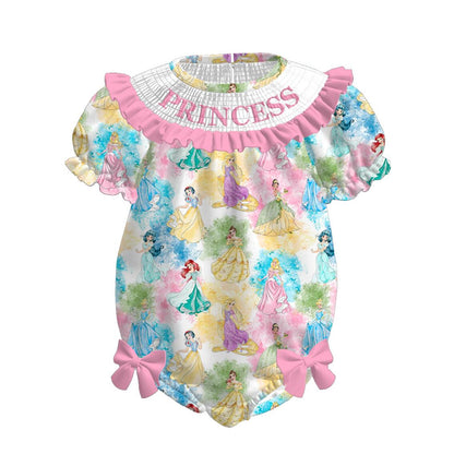 2026 Summer Princess Pink Embroidery Smock Dress & Romper