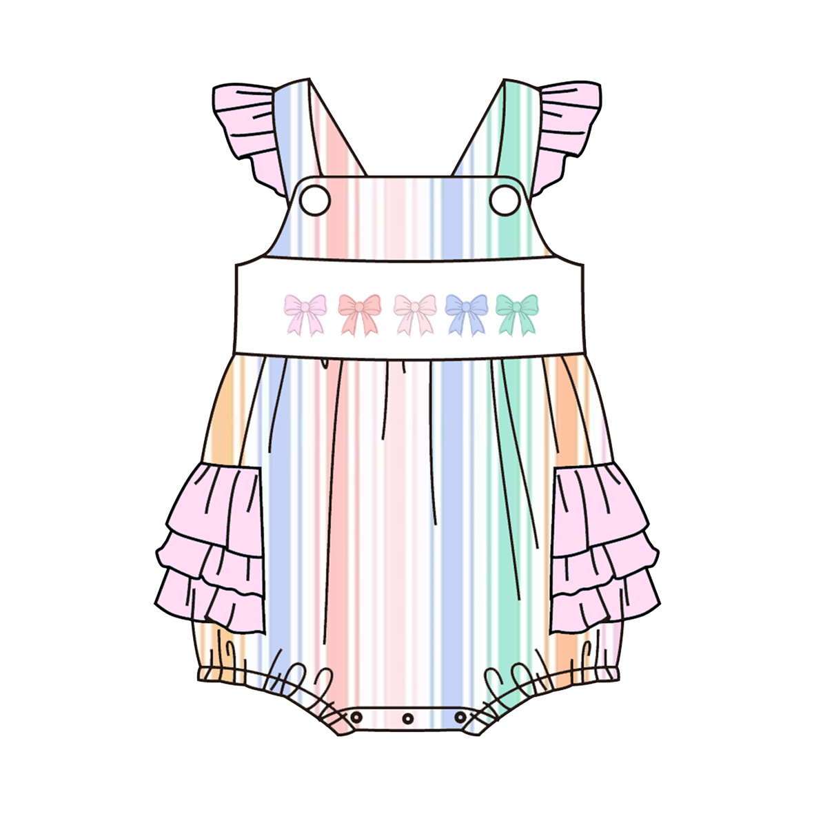 Summer Pastel Stripe Princess Kids Outfits | Personalized Name Collection