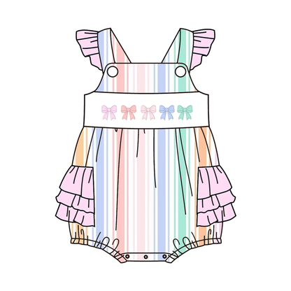 Summer Pastel Stripe Princess Kids Outfits | Personalized Name Collection
