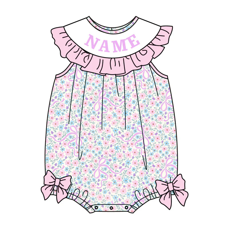 Sweet Blooms for Little Ones – Custom Name Smocked Lavender Pink Floral Set
