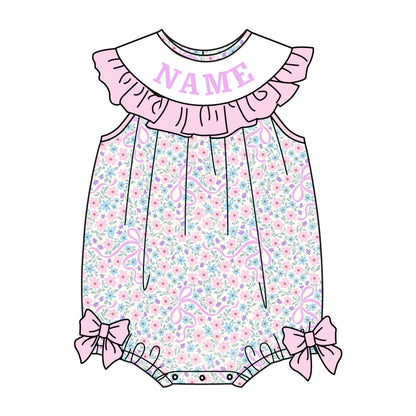Sweet Blooms for Little Ones – Custom Name Smocked Lavender Pink Floral Set