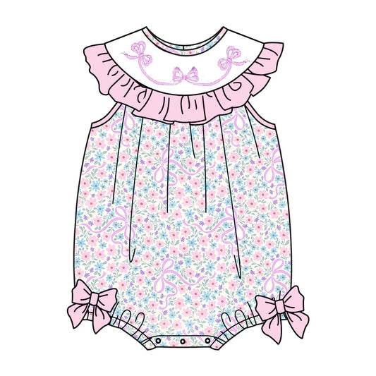 Sweet Blooms for Little Ones – Pink Bow Smocked Lavender Pink Floral Set