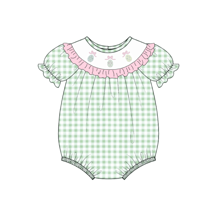 Summer Green Plaid Smocked Embroidery Collection