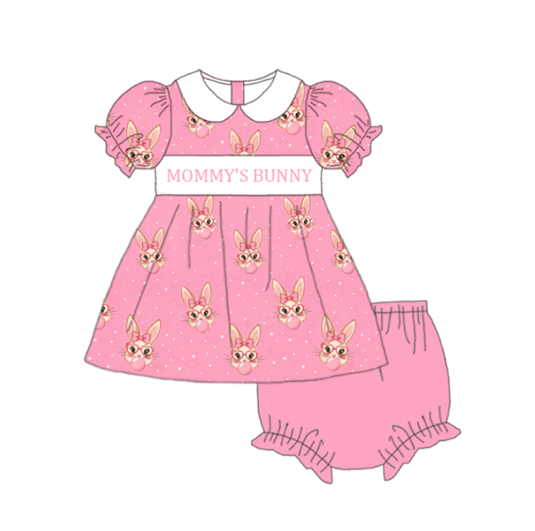 Easter Sweet Blooms for Little Ones – MOMMY'S BUNNY Smocked Pink Bunny Set