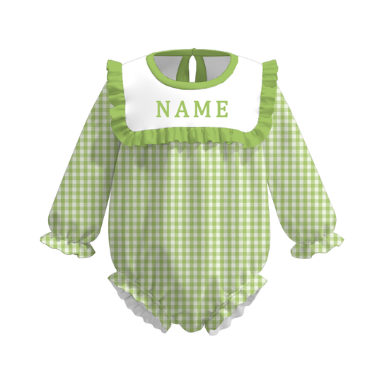 Spring Summer Muti-Colors Plaid Custom Name Embroidery Romper