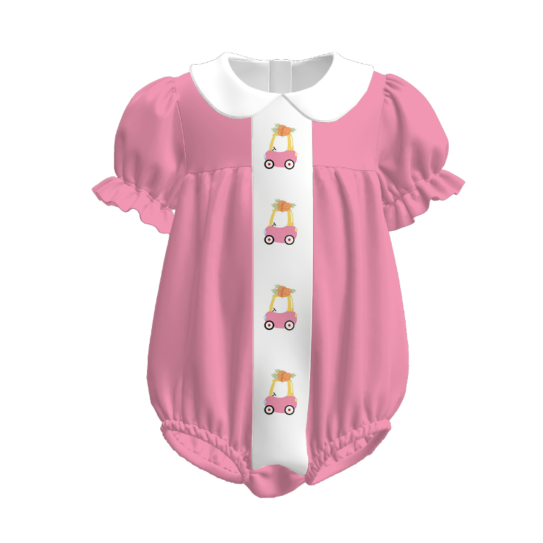 Easter Carrot Car Embroidered Kids Summer Outfit Set