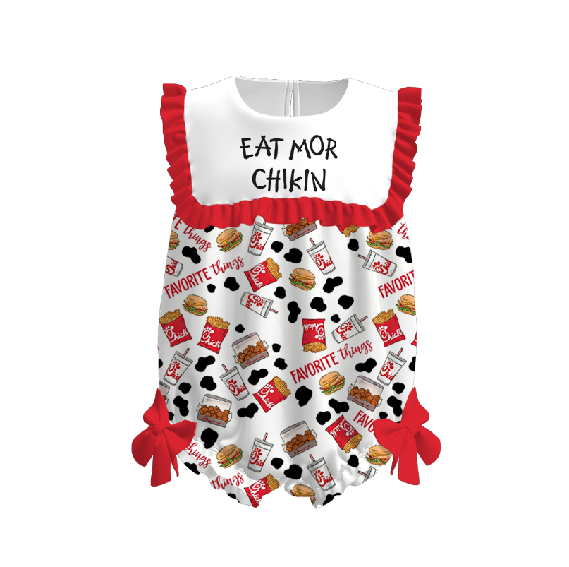 Summer "EAT MOR CHIKIN" Embroidered Kids Summer Outfit Set Collection