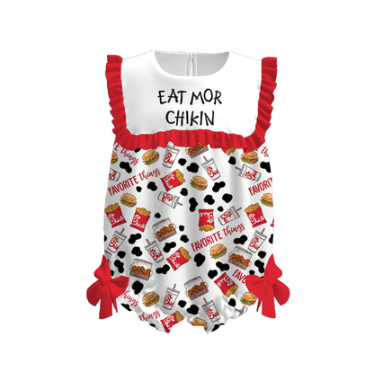Summer "EAT MOR CHIKIN" Embroidered Kids Summer Outfit Set Collection