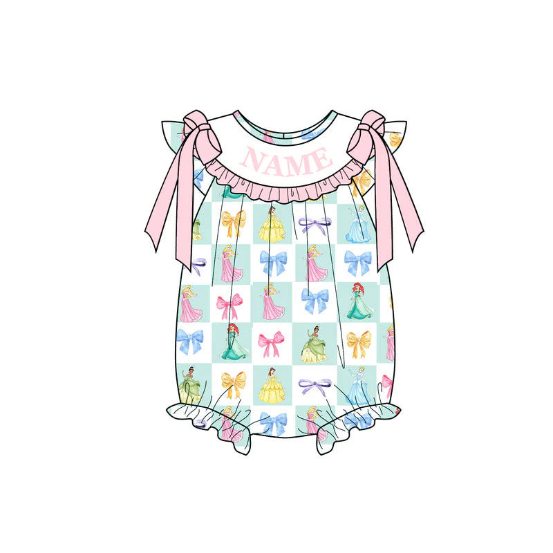 Summer Girls Colorful Bow Custom Name Smocked Embroidery Set Collection