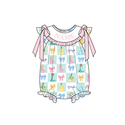 Summer Girls Colorful Bow Custom Name Smocked Embroidery Set Collection