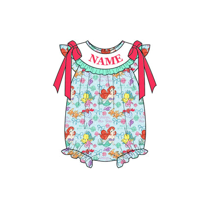 Summer Girls Mermaid Custom Name Smocked Embroidery Set Collection