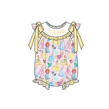 Summer Girls Yellow Princess Custom Name Smocked Embroidery Set Collection