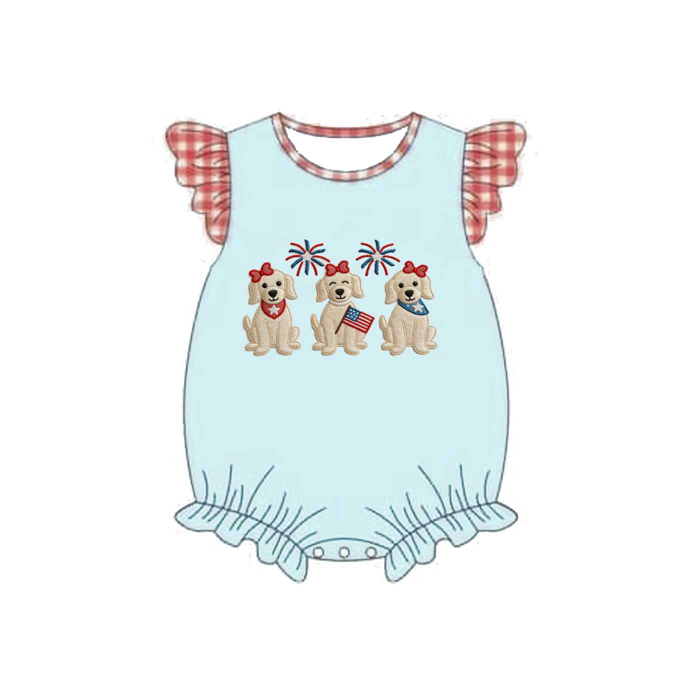 Kids Patriotic Puppy Embroidery Collection | Fourth of July Toddler & Baby Outfits