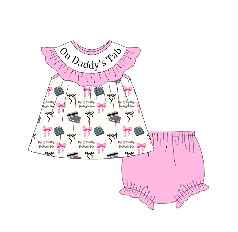 Summer Pink Bow ON DADDY'S TAB Smocked Embroidery Set Collection