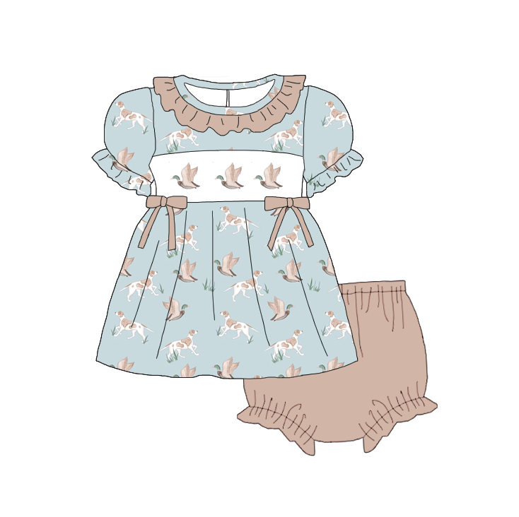 Summer Sweet Blooms for Little Ones – Animal Embroidered Smocked Set
