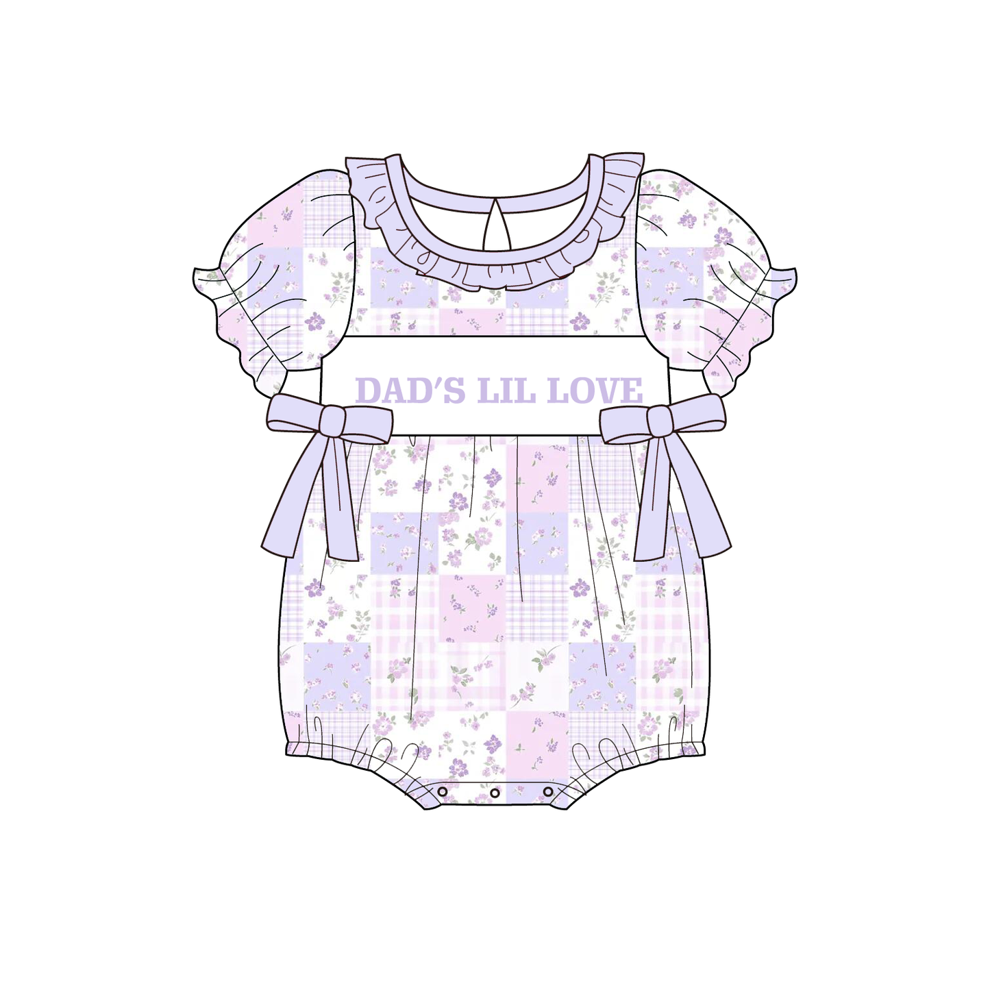 "DAD'S LIL LOVE"Smocked Embroidered Dress & Romper Set – Father's Day Theme