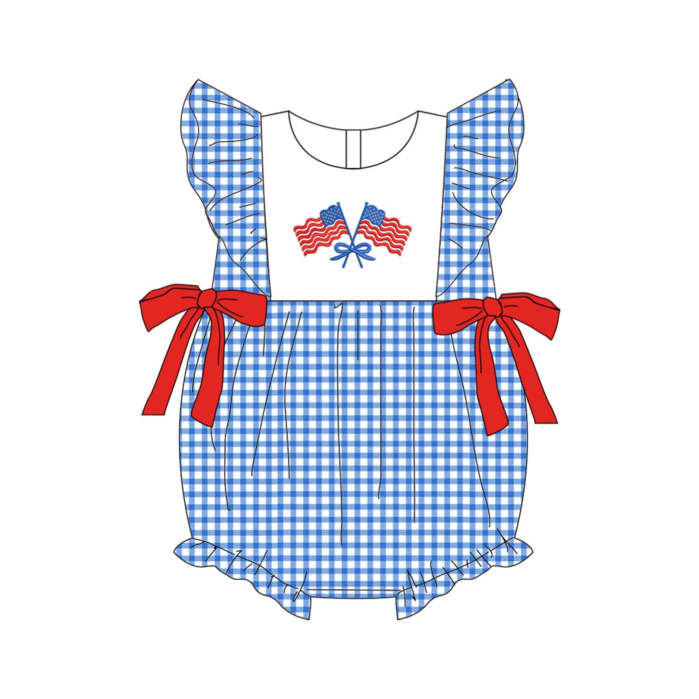 Patriotic July 4th Flag Kids Collection – Independence Day Embroidered Dresses & Rompers