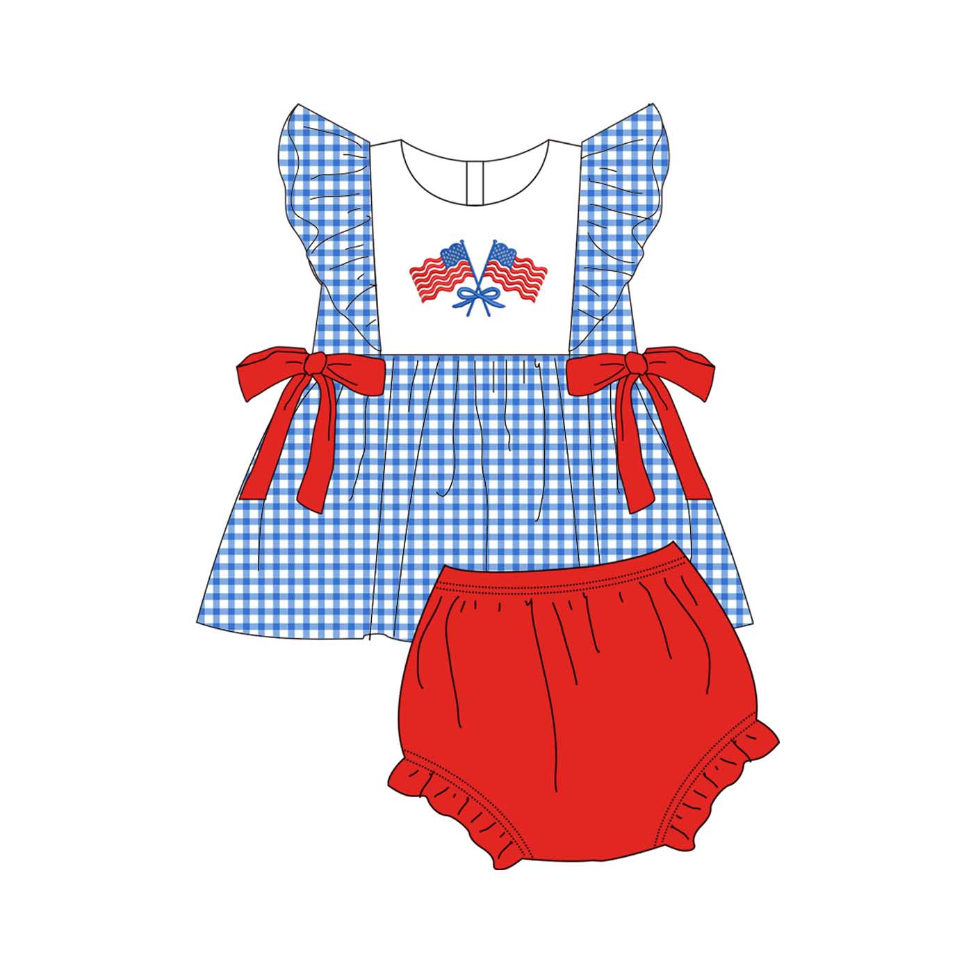 Patriotic July 4th Flag Kids Collection – Independence Day Embroidered Dresses & Rompers