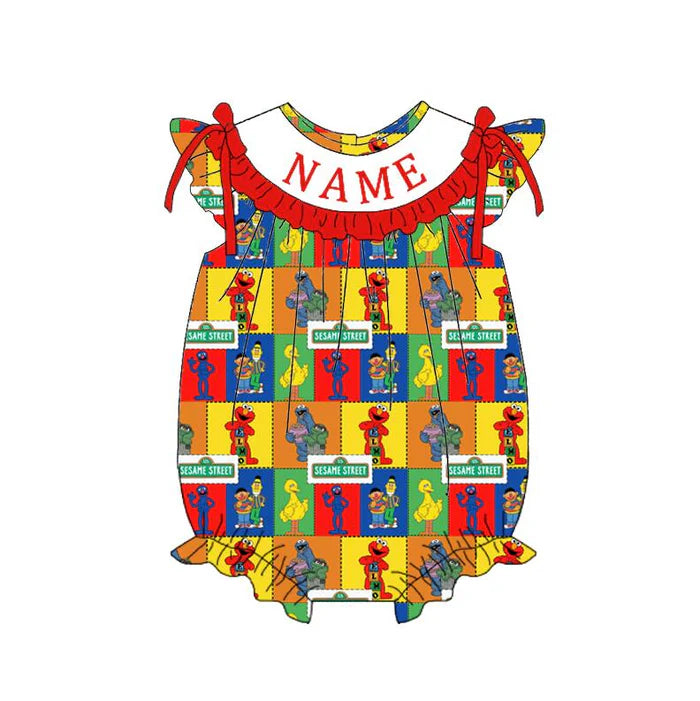 Spring Summer Sesame Smocked Embroidery Outfit Set with Custom Name – Kids Boutique Matching Clothes