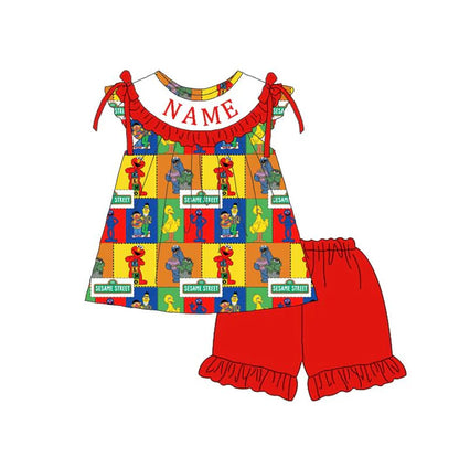 Spring Summer Sesame Smocked Embroidery Outfit Set with Custom Name – Kids Boutique Matching Clothes