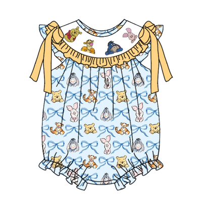 Summer Animal Smocked Embroidered Kids Outfits