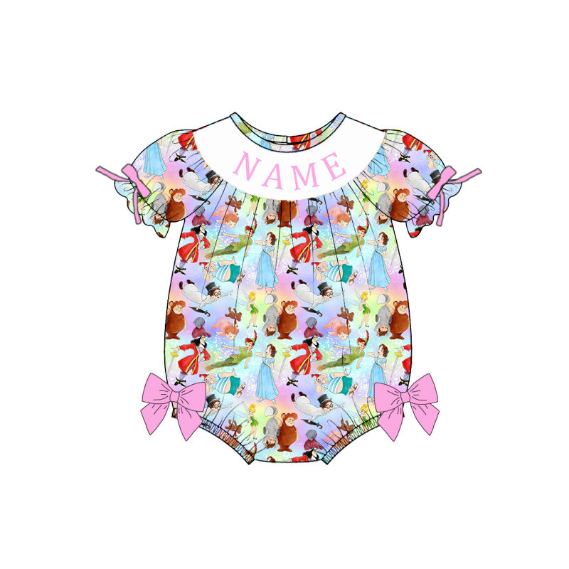 Girls Smocked Princess Cartoon Prinecess Outfit Set – Personalized Name Dress, Romper & Matching Pink Sets