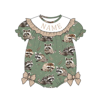 Sibling Summer Raccoon Print Custom Name Embroidery Matching Clothes