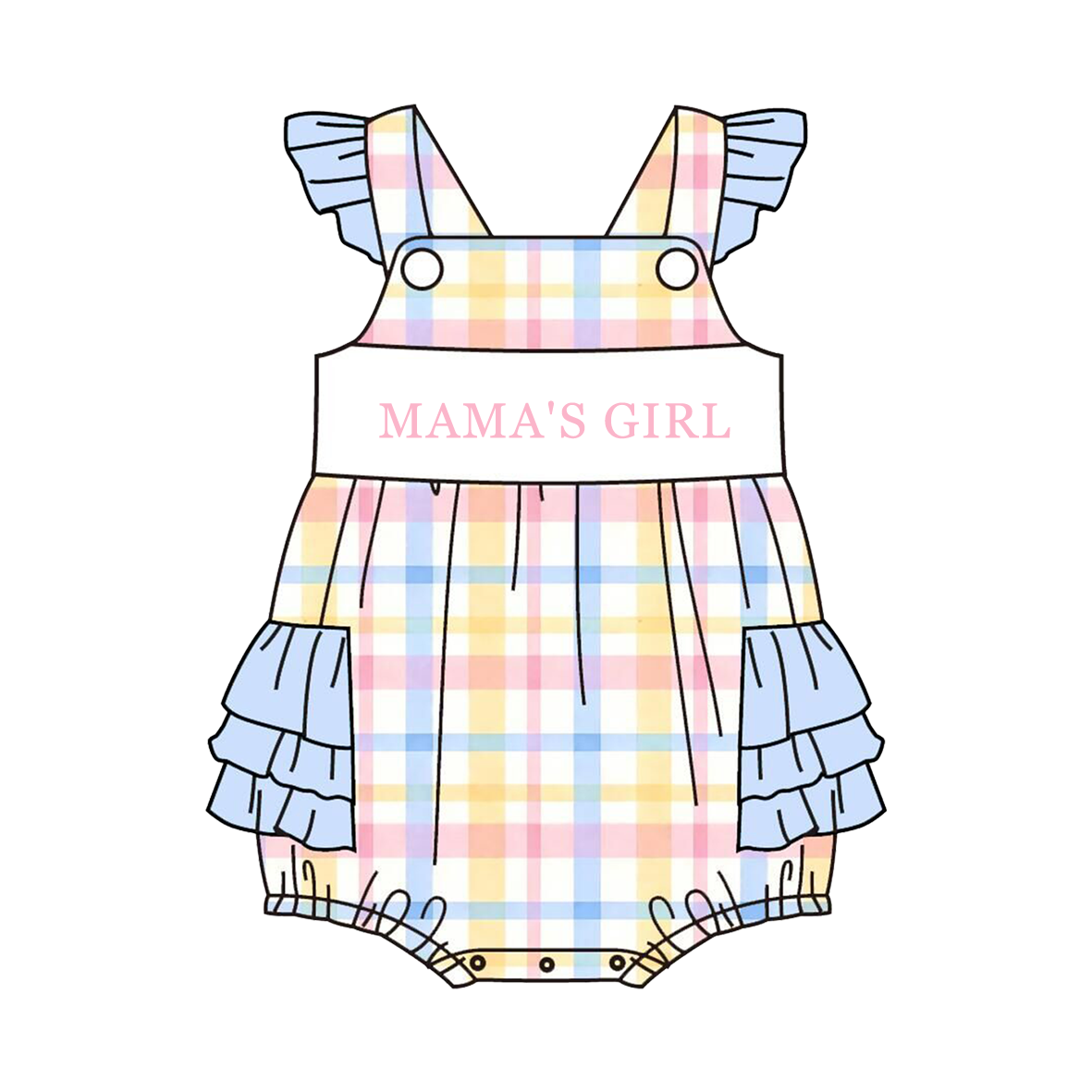 Smocked Mother's Day Kids Collection – Embroidered MAMA'S GIRL/BOY Plaid Outfits
