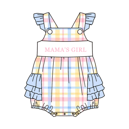 Smocked Mother's Day Kids Collection – Embroidered MAMA'S GIRL/BOY Plaid Outfits
