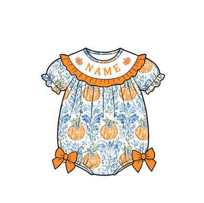 Personalized Pumpkin Embroidery Collection | Custom Name Halloween Dress, Bubble Romper, Jon Jon & Boys Outfit