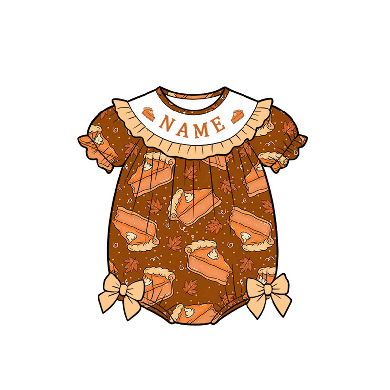 Personalized Pumpkin Pie Embroidery Collection | Custom Name Thanksgiving Dress, Bubble Romper, Jon Jon & Boys Outfit