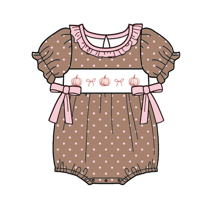 Fall Pumpkin Smocked Embroidered Girls Matching Collection – Dress, Pants Set & Baby Romper