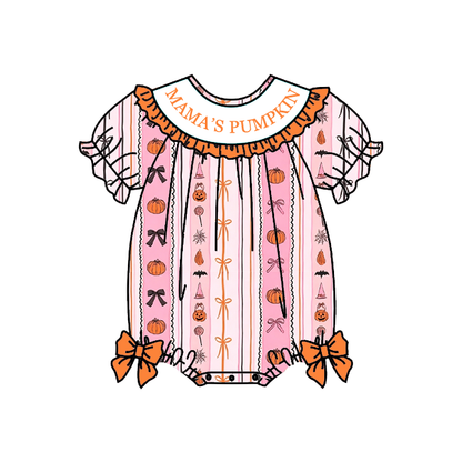 Mama's Pumpkin Halloween Collection | Girls Dress Set & Baby Bubble Romper | Boutique Fall Outfit