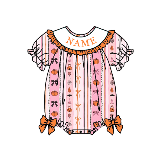 Personalized Mama's Pumpkin Bubble Romper | Custom Name Halloween Baby Outfit