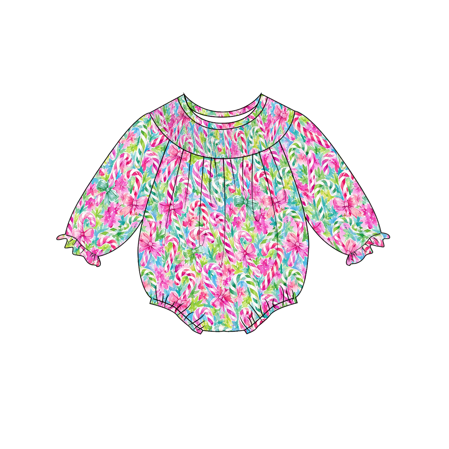 Baby Smocked Bubble Romper | Long Sleeve Floral Printed Infant Bodysuit | Fall Holiday Collection | Boutique Baby Outfit