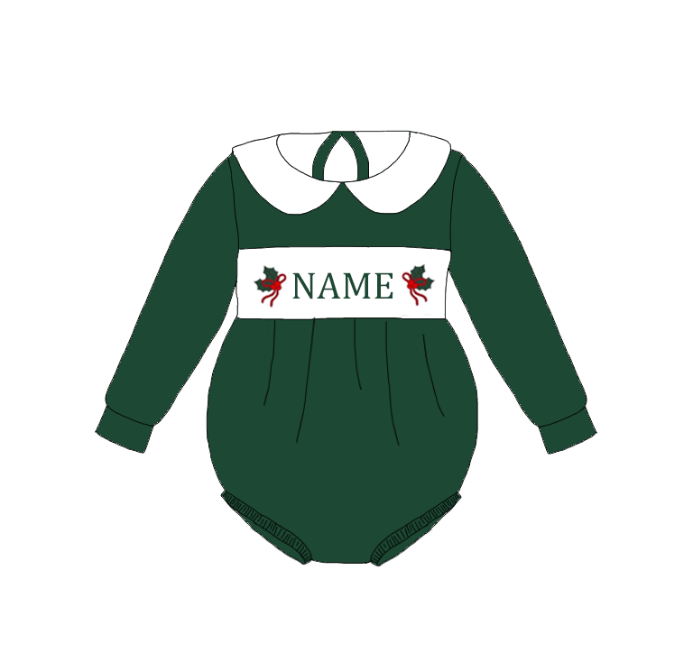 Personalized Christmas Smocked Embroidery Family Matching Outfits – Custom Name Holiday Clothing for Girls, Boys & Baby