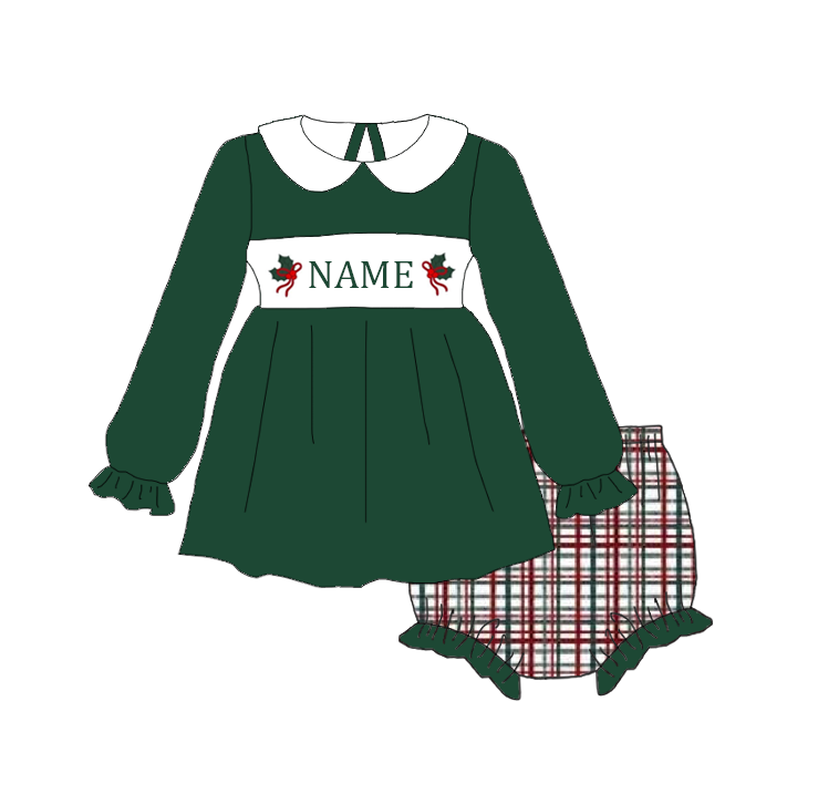 Personalized Christmas Smocked Embroidery Family Matching Outfits – Custom Name Holiday Clothing for Girls, Boys & Baby