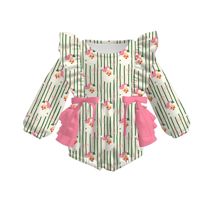 Christmas Santa Stripe Girls Dress, Romper & Pajama Set – Holiday Sibling Collection